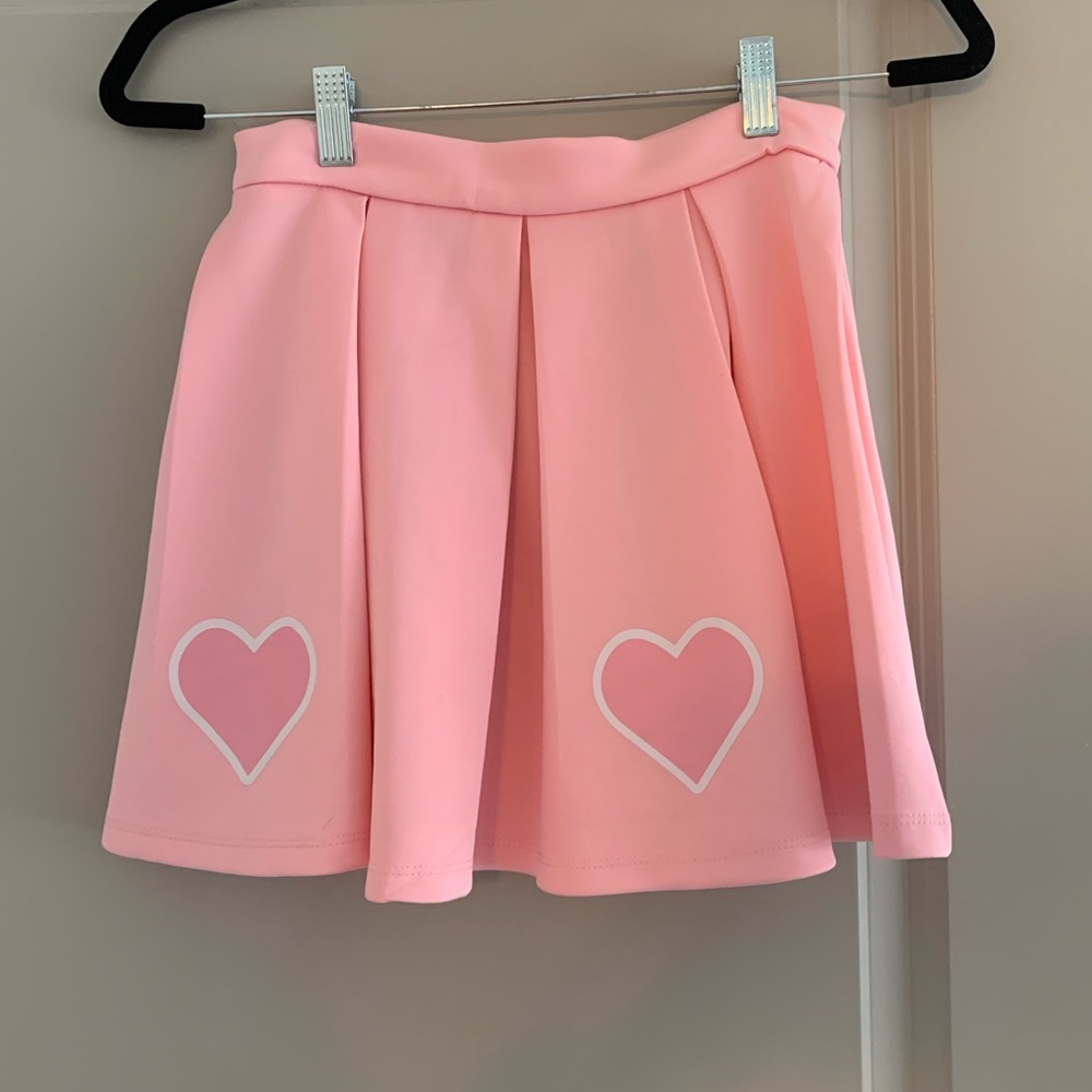 Pink Heart Print Skirt